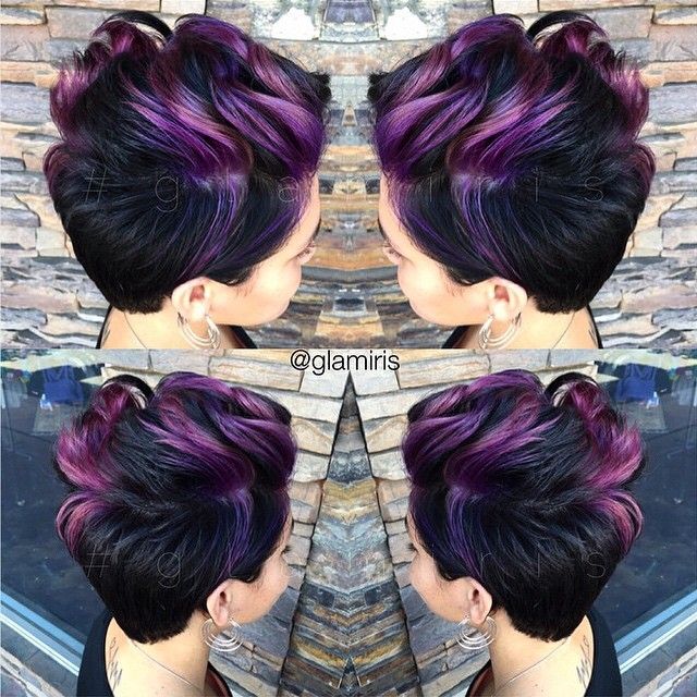 Purple Curly Pixie Hairstyle