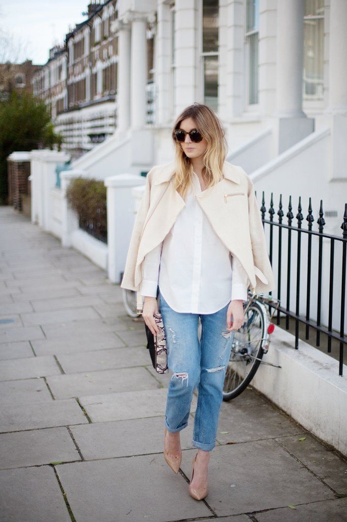 Ripped Jeans and Nude Heels