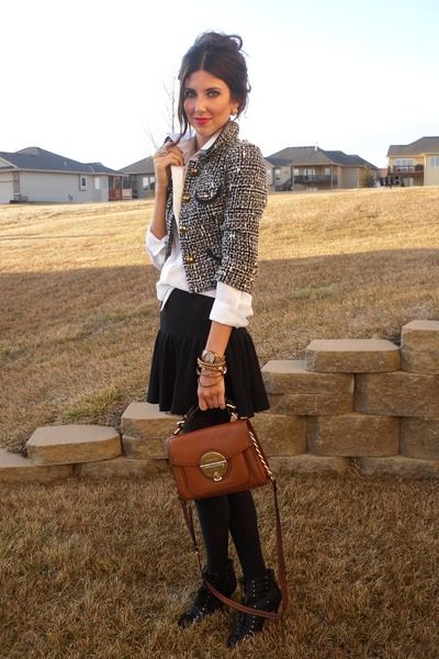 Short Tweed Blazer and Skirt