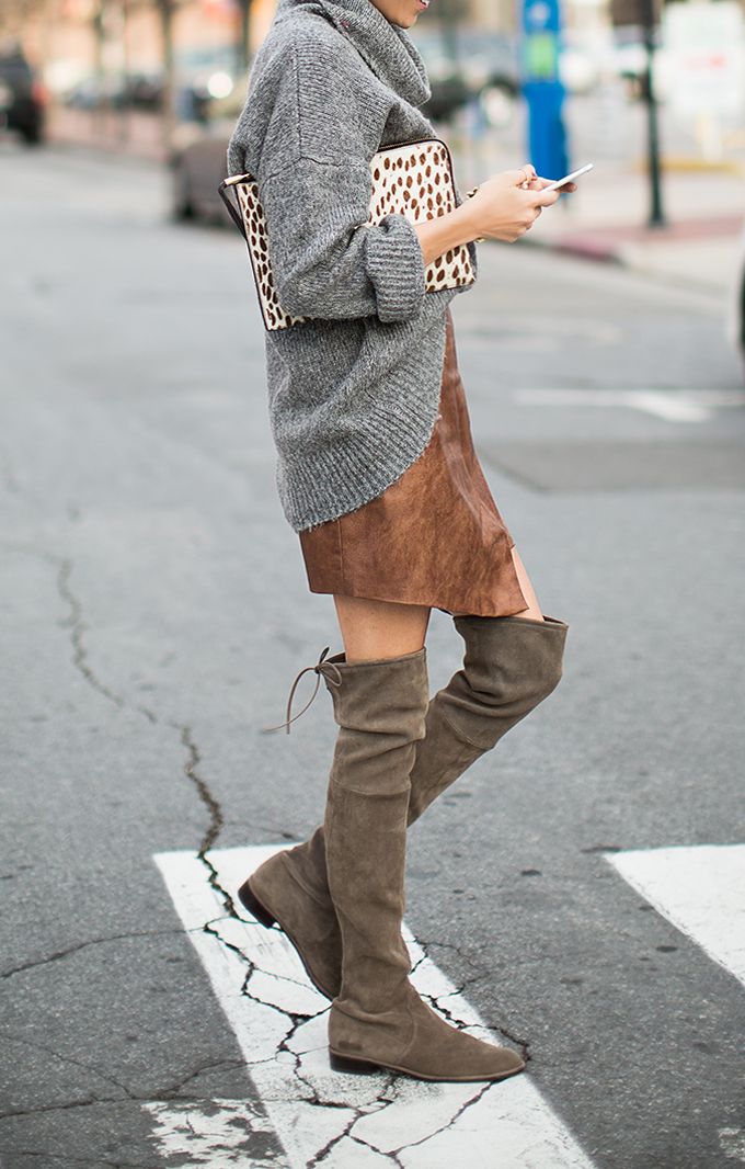 Suede Knee-high Boots