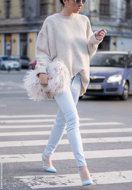 Sweater and Pale Blue Jeans