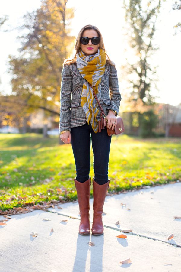 Tartan Blazer and Long Boots