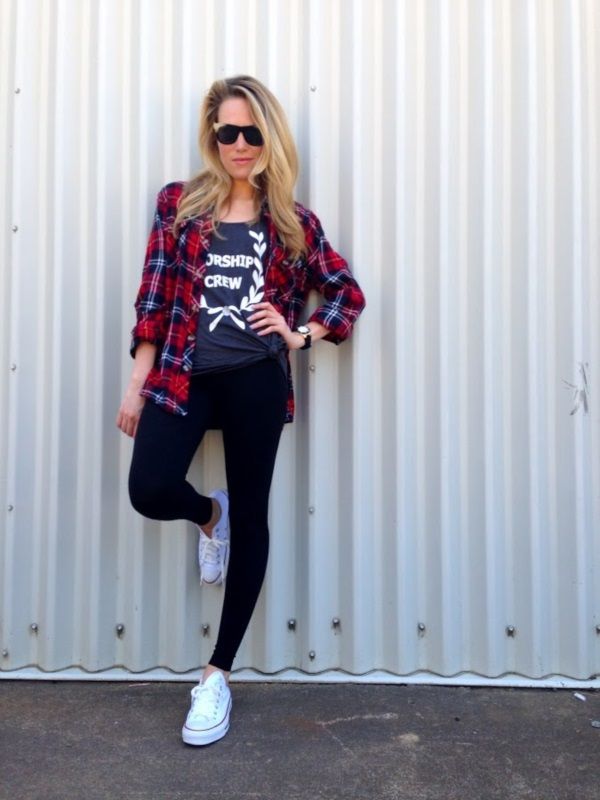 Tartan Shirt and Sneakers