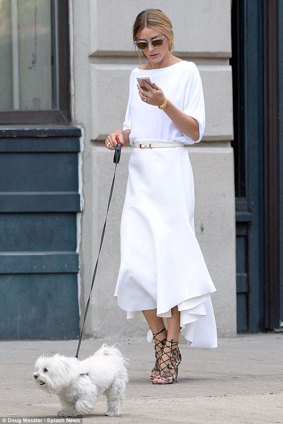 White Dress and Metallic Cage Heels