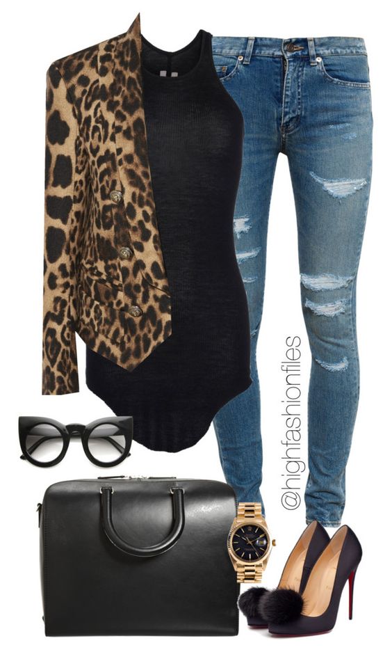 Animal Print Blazer and Jeans