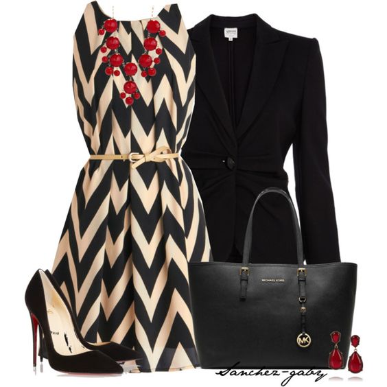 Black Blazer and Print Dress