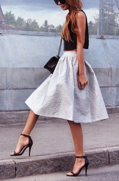 Black Crop Top and White Skirt