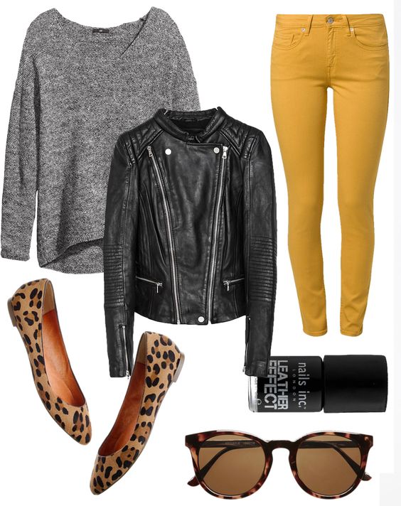 Black Jacket and Yellow Leggings