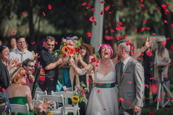 Bright Pink Wedding Hairstyle