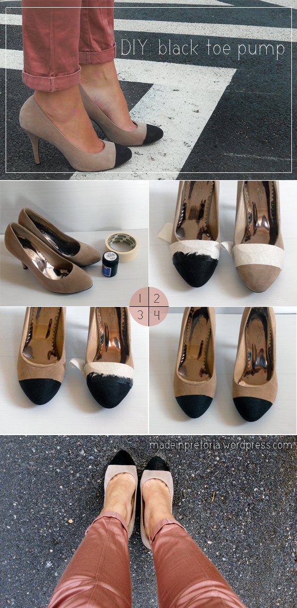 DIY Black Toe Pumps