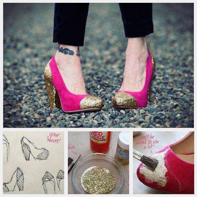 DIY Glitter Toe Heels