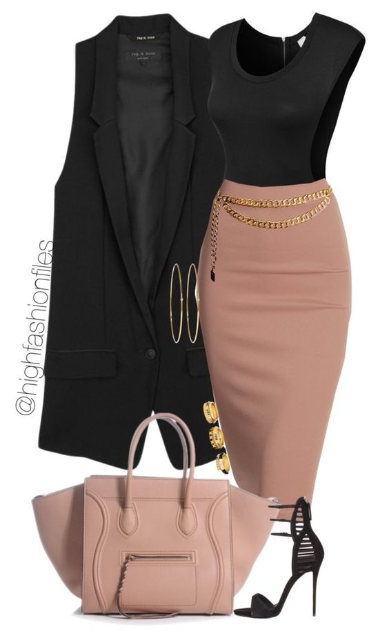 Long Vest and Pink Pencil Skirt