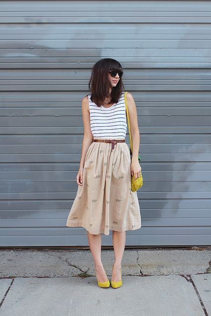 Strip Tank and Midi Skirt