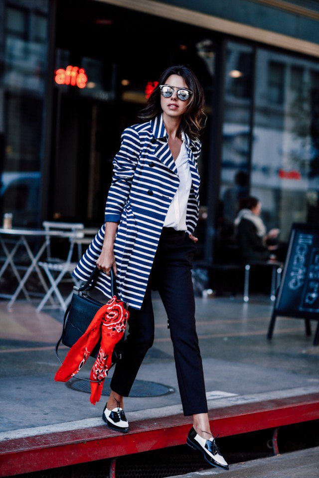 Striped Trench Coat