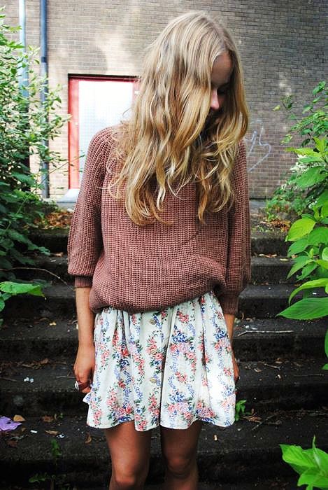 Sweater and Floral Skirt