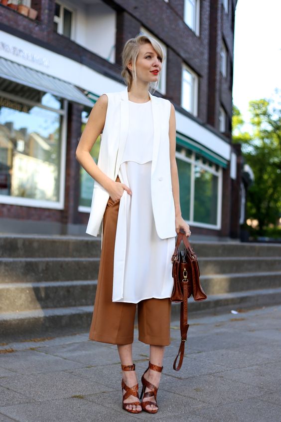 White Top, Vest and Culottes