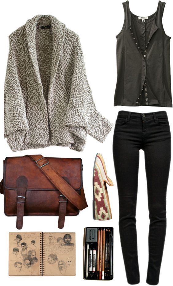 Black Basic and Brown Cardigan