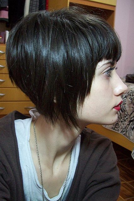 Black Short Stacked Bob