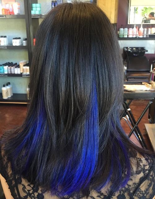 Blue Highlights in Black Hair