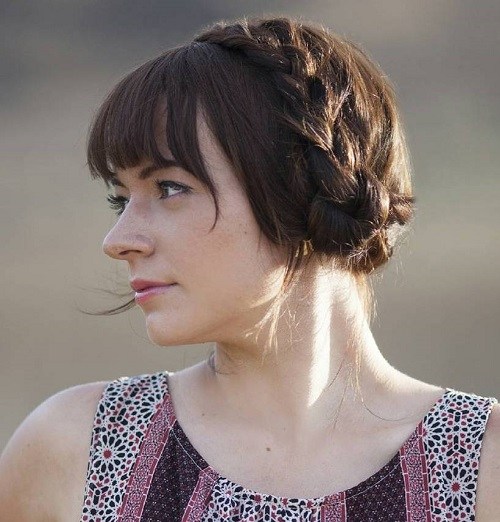 Crown Braid with Wispy Bangs