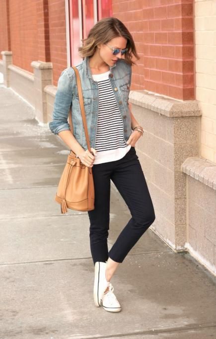 Denim Jacket and Striped Tee