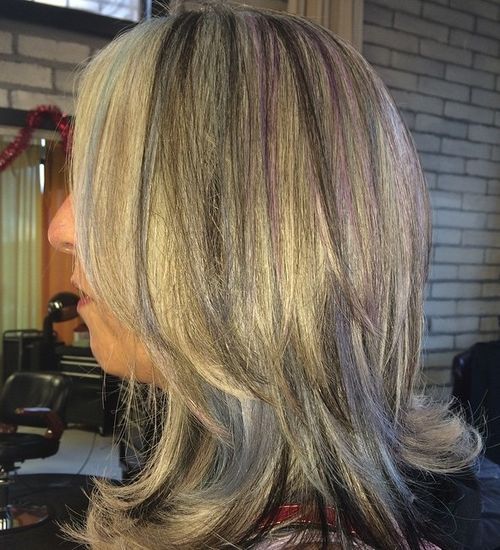 Grey Hair with Purple Highlights