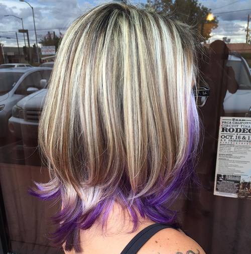 Mid-length Bob with Purple Highlights