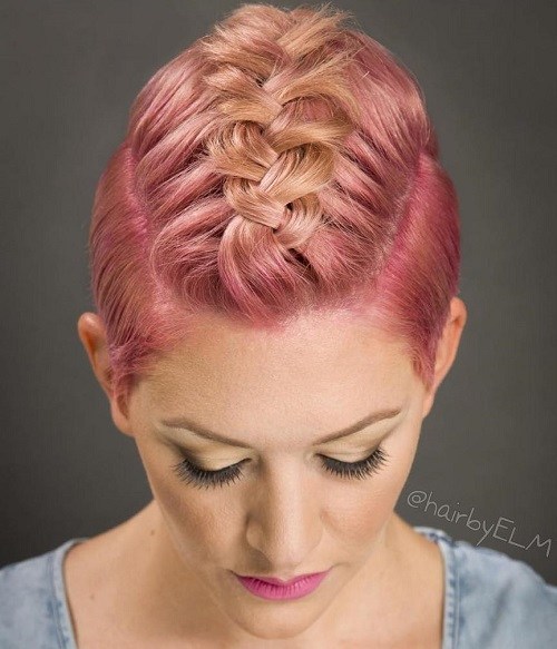 Pink Braided Short Hair