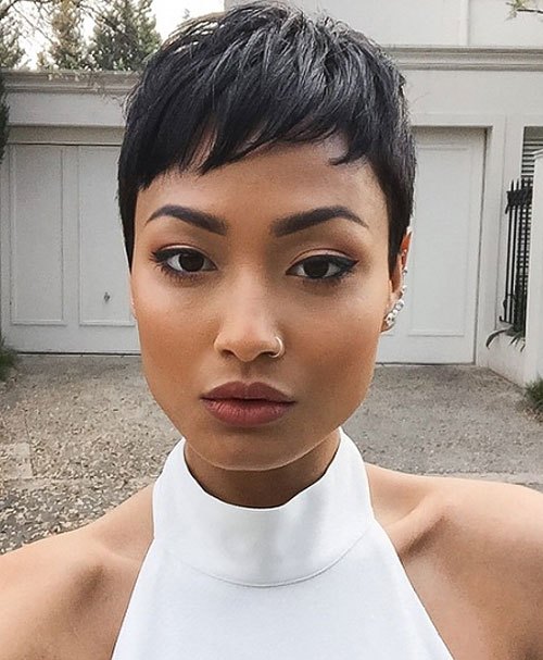 African American Pixie Cut With Bangs