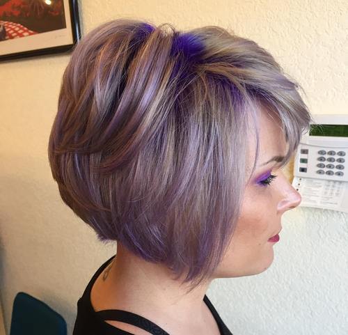 Purple Highlights in Grey Hair
