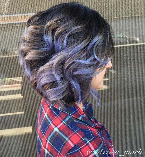 Purple and Grey Highlighted Hair