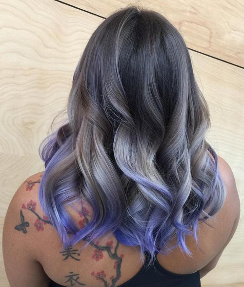 Purple and Grey Ombre Haircut