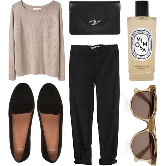 Sweater, Black Pants and Black Flats