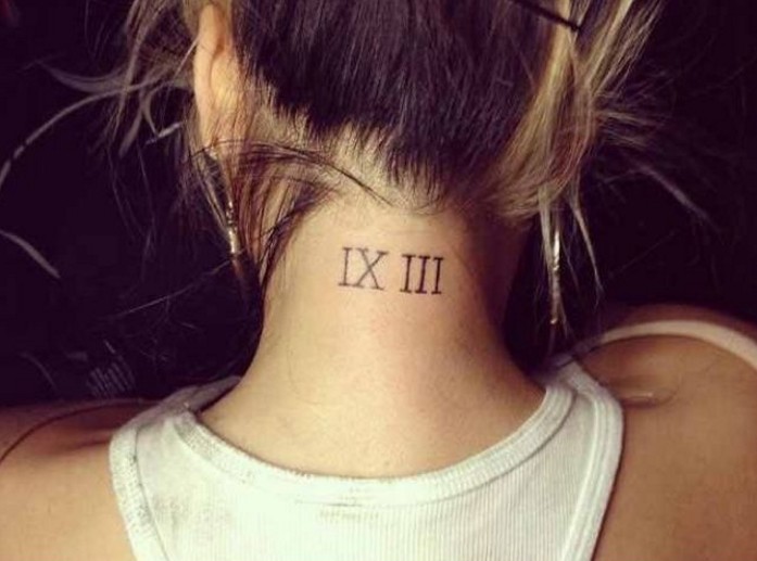 Allison Green cute small number tattoo on neck