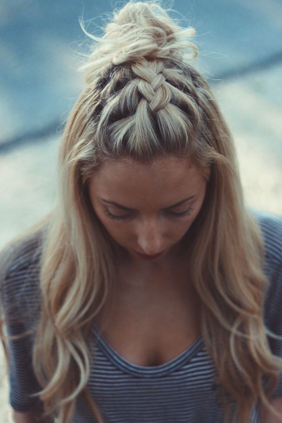 French Braid Top Knot via