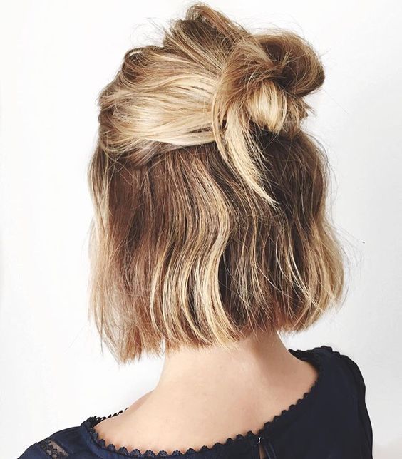 Half Bun for Blonde Hair via