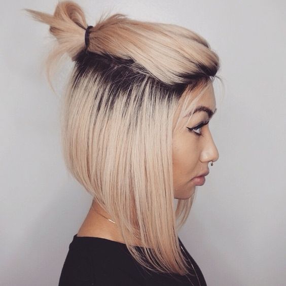 Half Bun for Two-tone Hair via