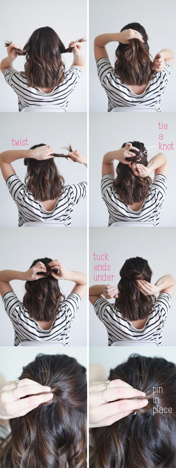 Half up Knot for Mid-length Hair via