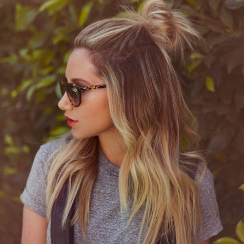 Highlighted Hair with Bun via