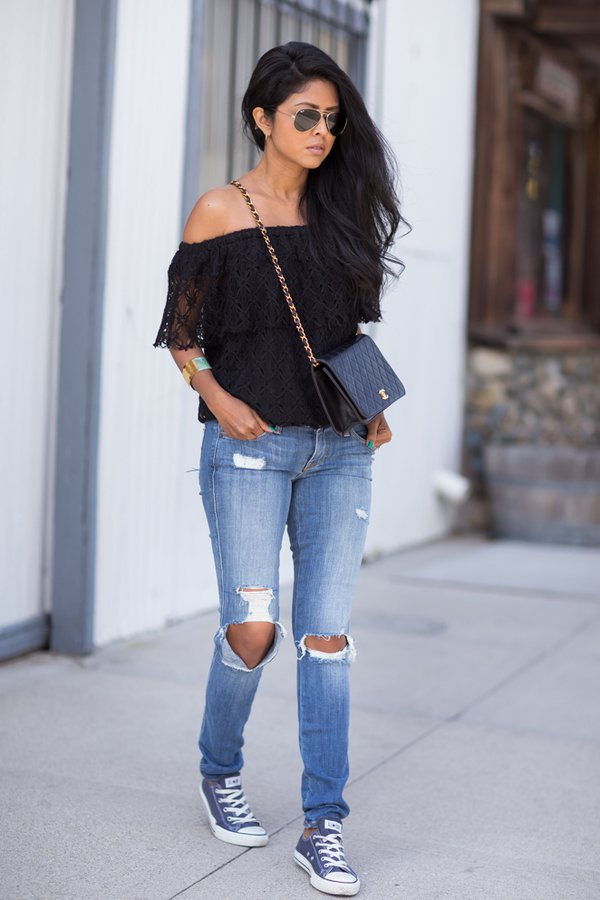 Black Crochet Top via