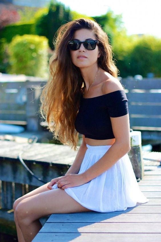 Black Crop Top and Mini Skirt via