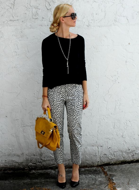 Black Top and Leopard Pants via