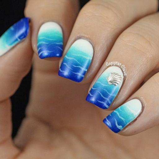 Blue Ombre Nails via