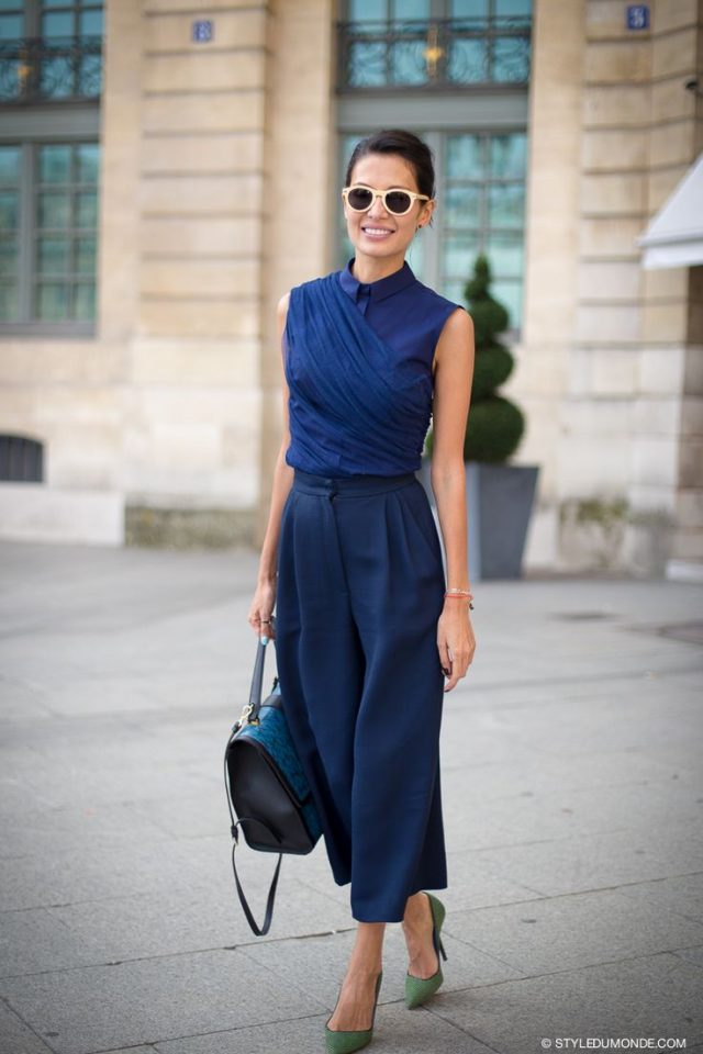 Blue Outfit and Mint Heels via