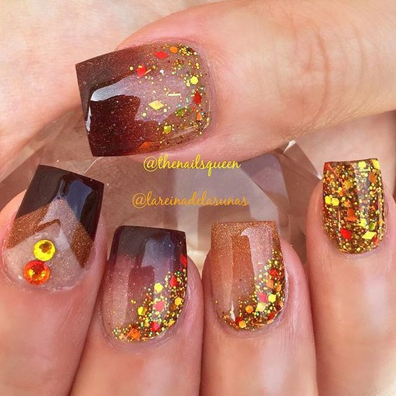 Bright Glitter Nails via