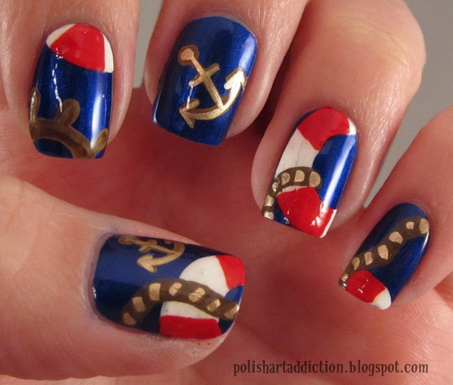 Cute Nautical Nails via