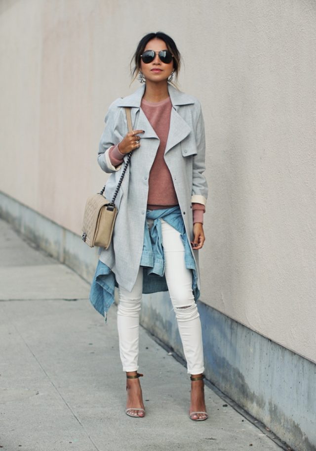 Pale Blue Trench Coat via