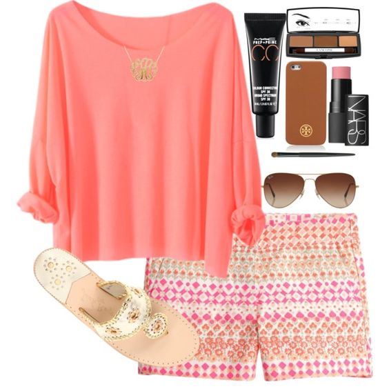 Pink Top and Patterned Shorts via