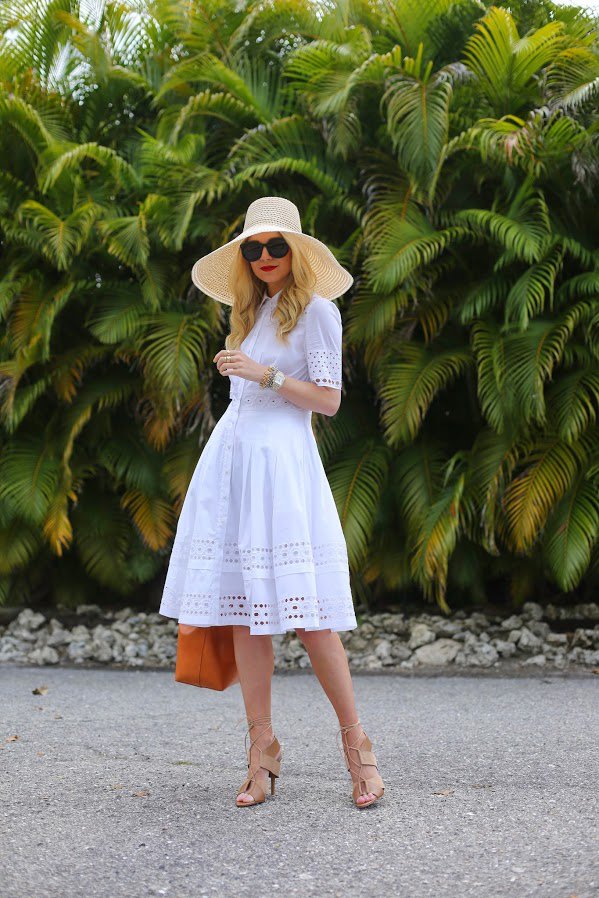 White Dress with Cage Heels via