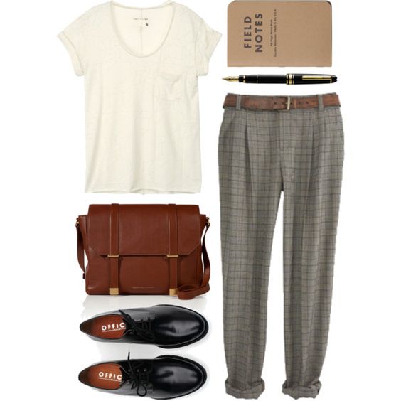 White Top, Tartan Crop Pants and Black Oxford Shoes via